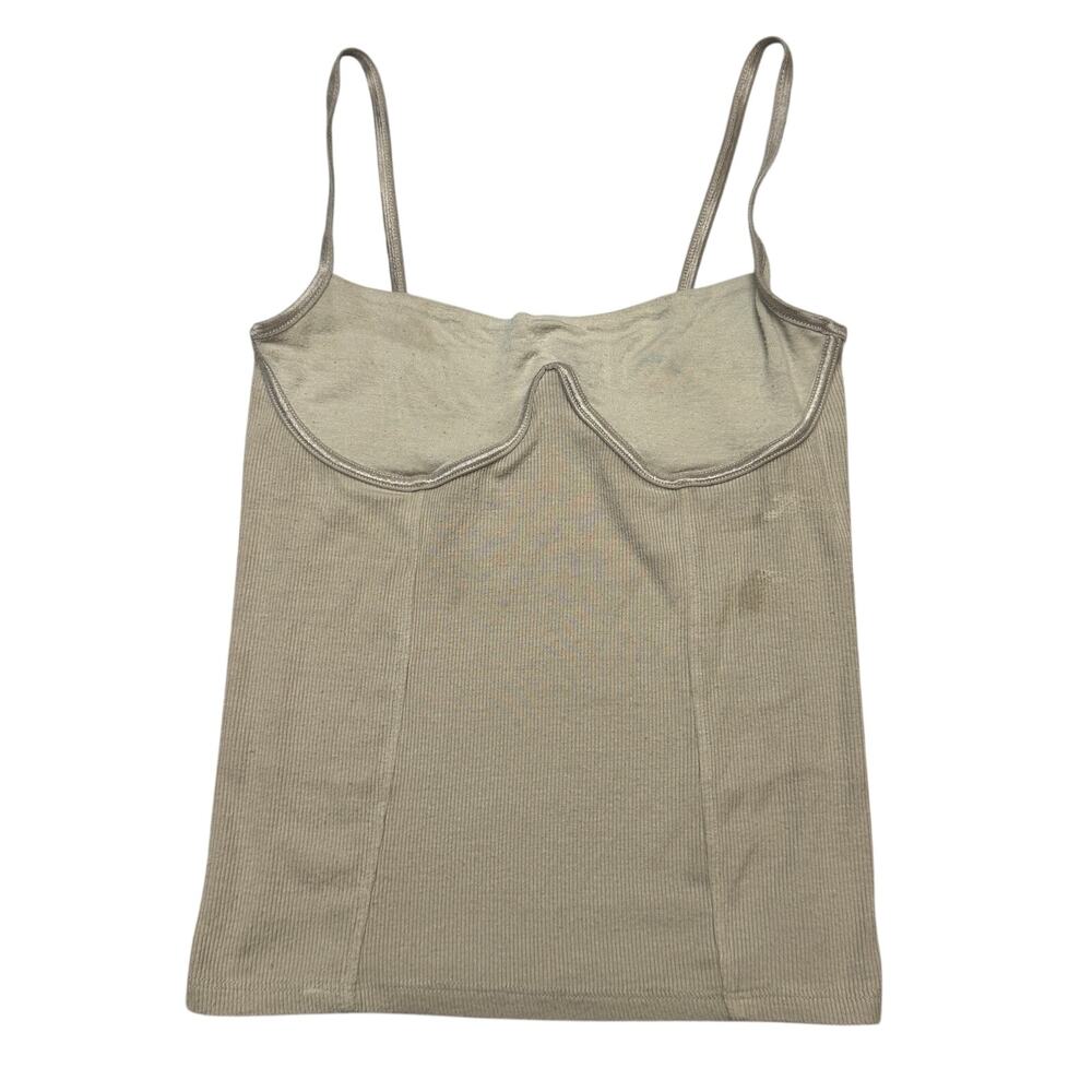 Joah Brown Corset Tank Bustier Cami Top Beige Ribbed Contour Womens XS S Grunge